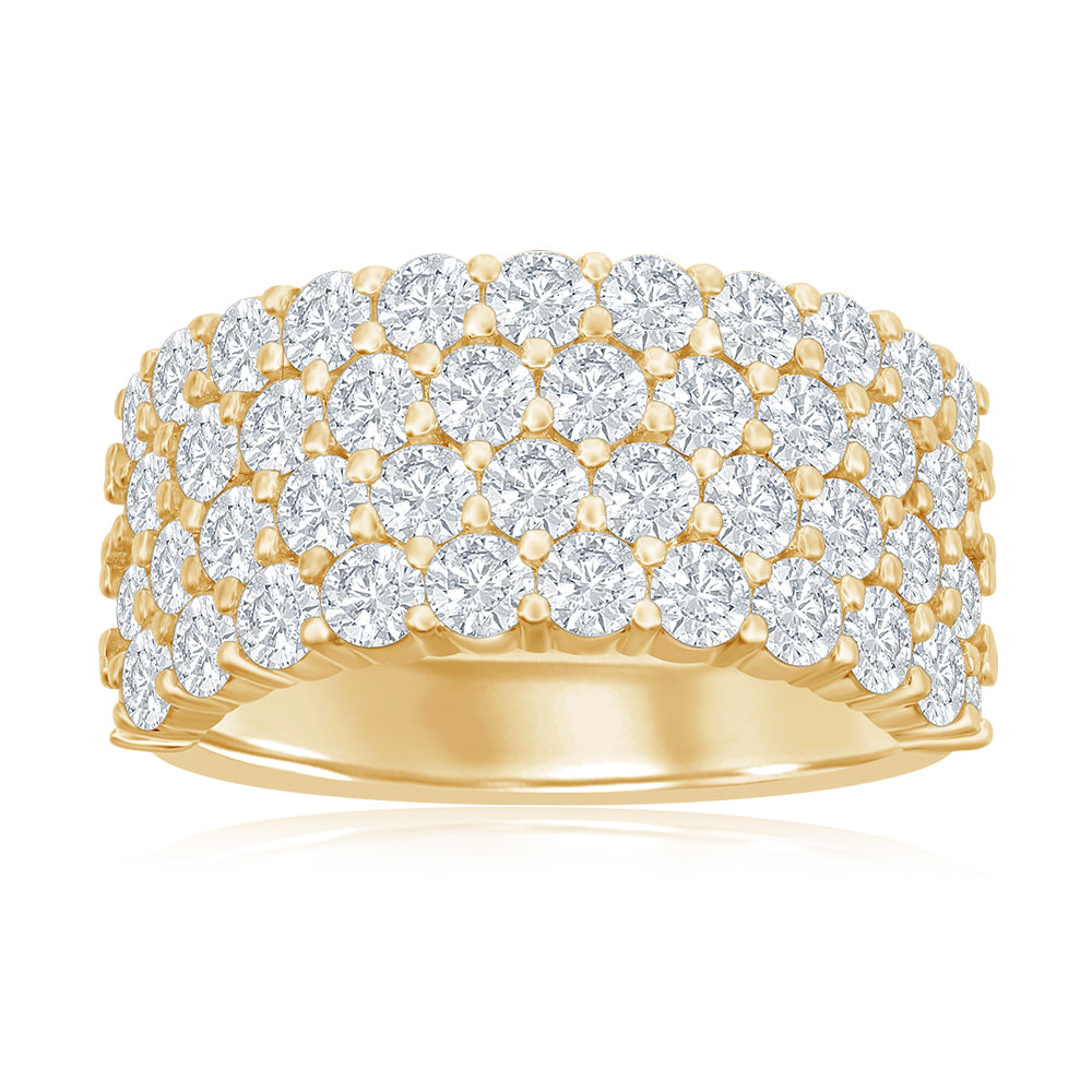 14K Yellow Gold Four Row Pavé Anniversary Band