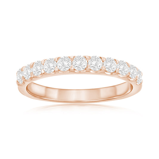 14K Rose Gold Shared Prong Diamond Band