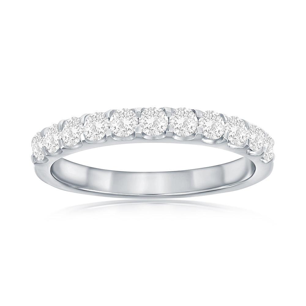 14K White Gold Shared Prong Diamond Band