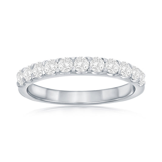 14K White Gold Shared Prong Diamond Band