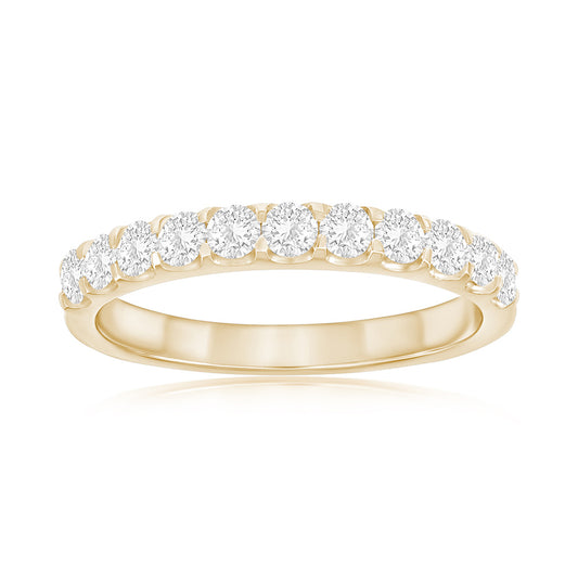 14K Yellow Gold Shared Prong Diamond Band