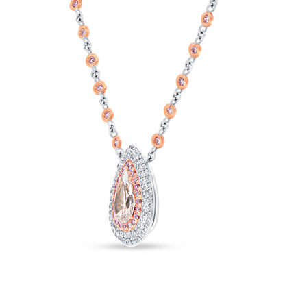 Uneek Natureal Collection Triple-Halo Pear Shaped Fancy Pink Diamond Brooch Pendant