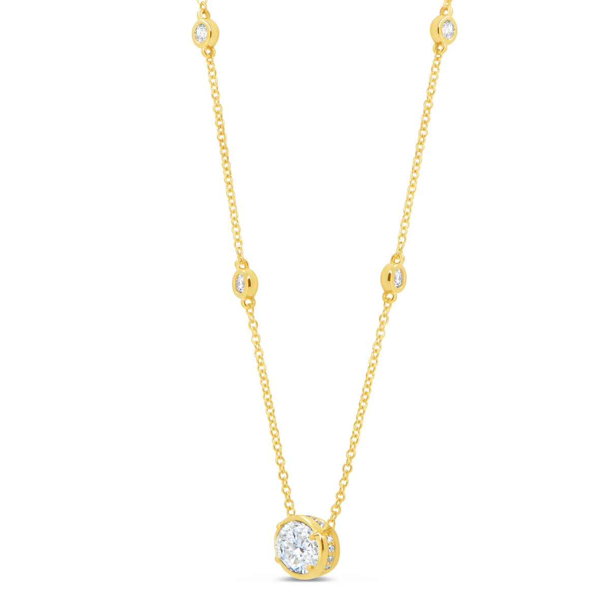 Uneek Alexandria Collection Bezel Oval Shaped Diamond Drop Pendant