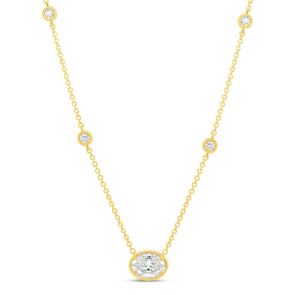 Uneek Alexandria Collection Bezel Oval Shaped Diamond Drop Pendant