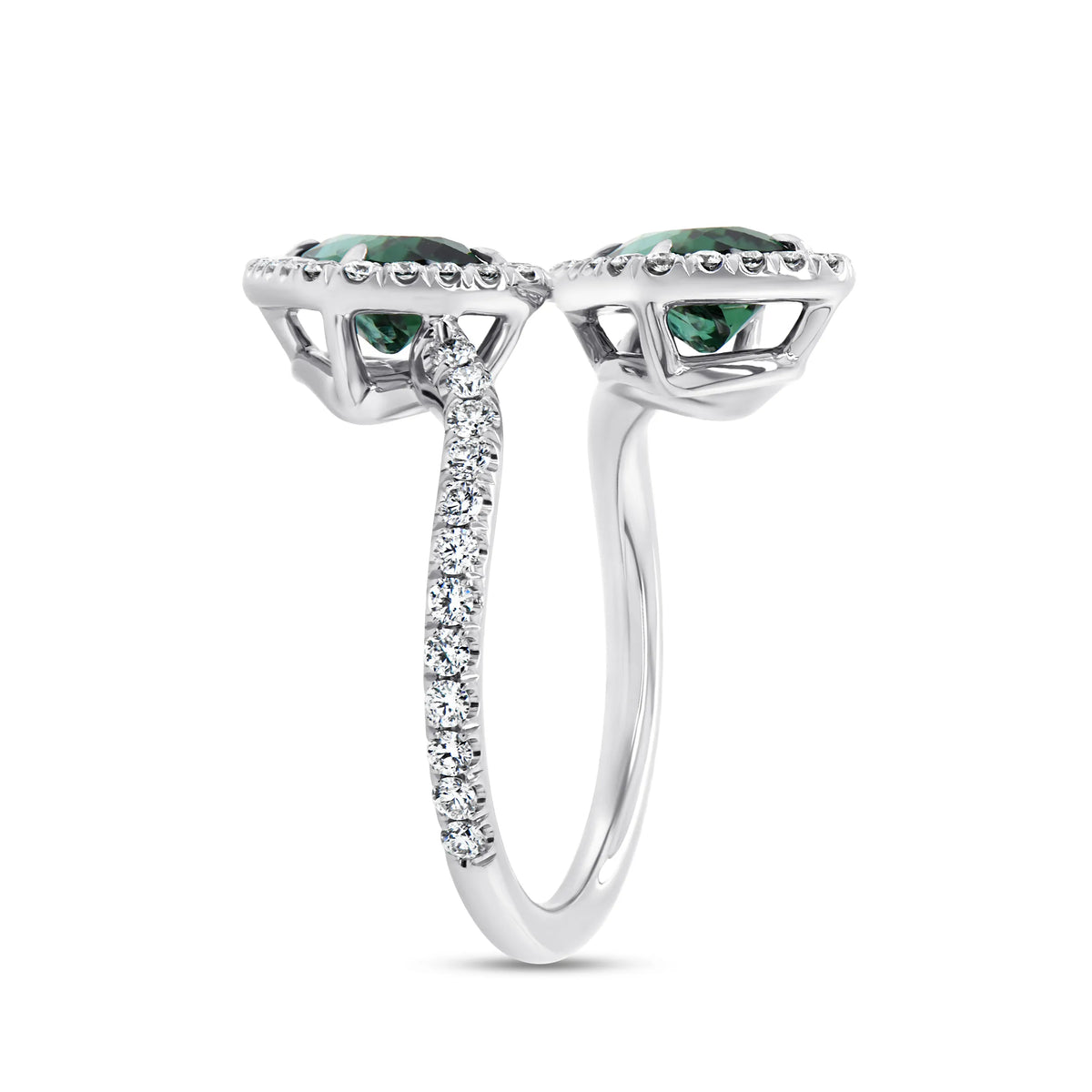 Uneek Precious Collection Bypass Cushion Cut Green Tourmaline Engagement Ring
