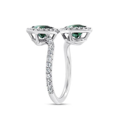 Uneek Precious Collection Bypass Cushion Cut Green Tourmaline Engagement Ring