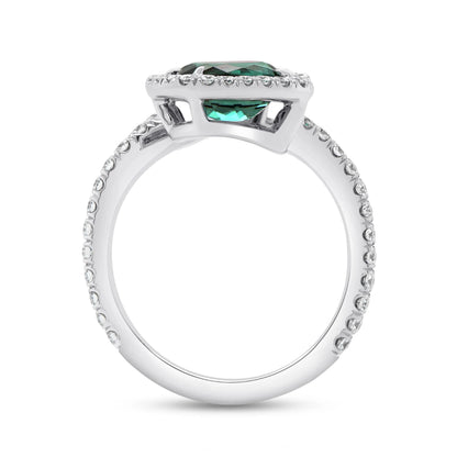 Uneek Precious Collection Bypass Cushion Cut Green Tourmaline Engagement Ring