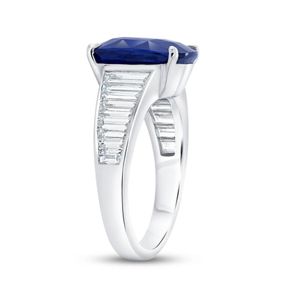 Uneek Precious Collection Tapered Cushion Cut Blue Sapphire Engagement Ring