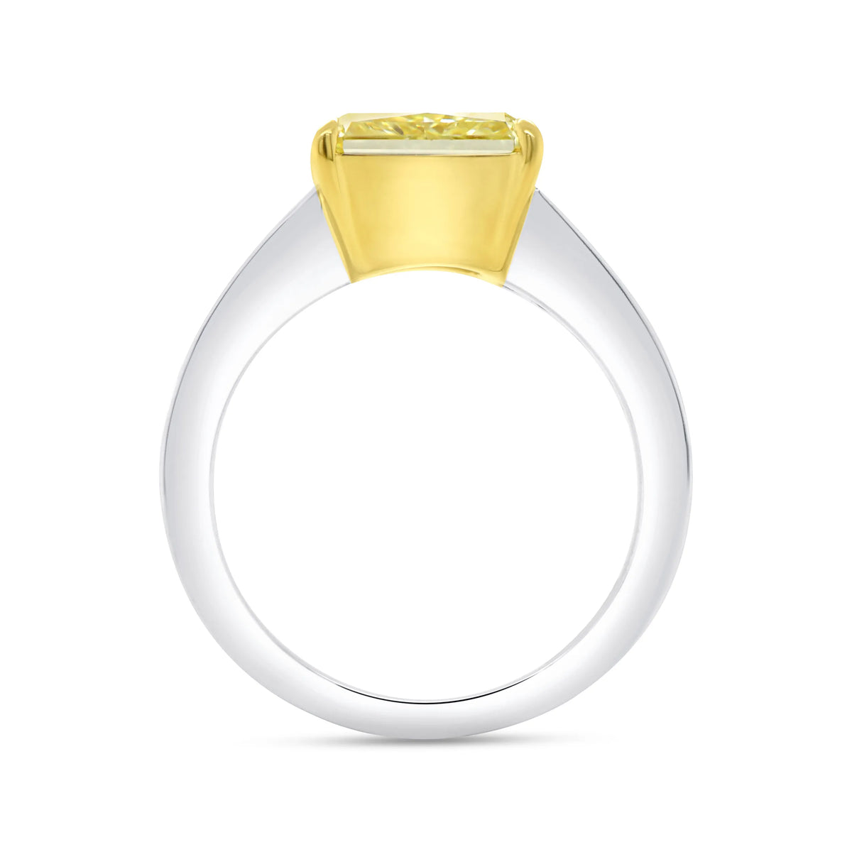 Uneek Natureal Collection Tapered Radiant Fancy Yellow Diamond Engagement Ring