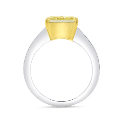 Uneek Natureal Collection Tapered Radiant Fancy Yellow Diamond Engagement Ring