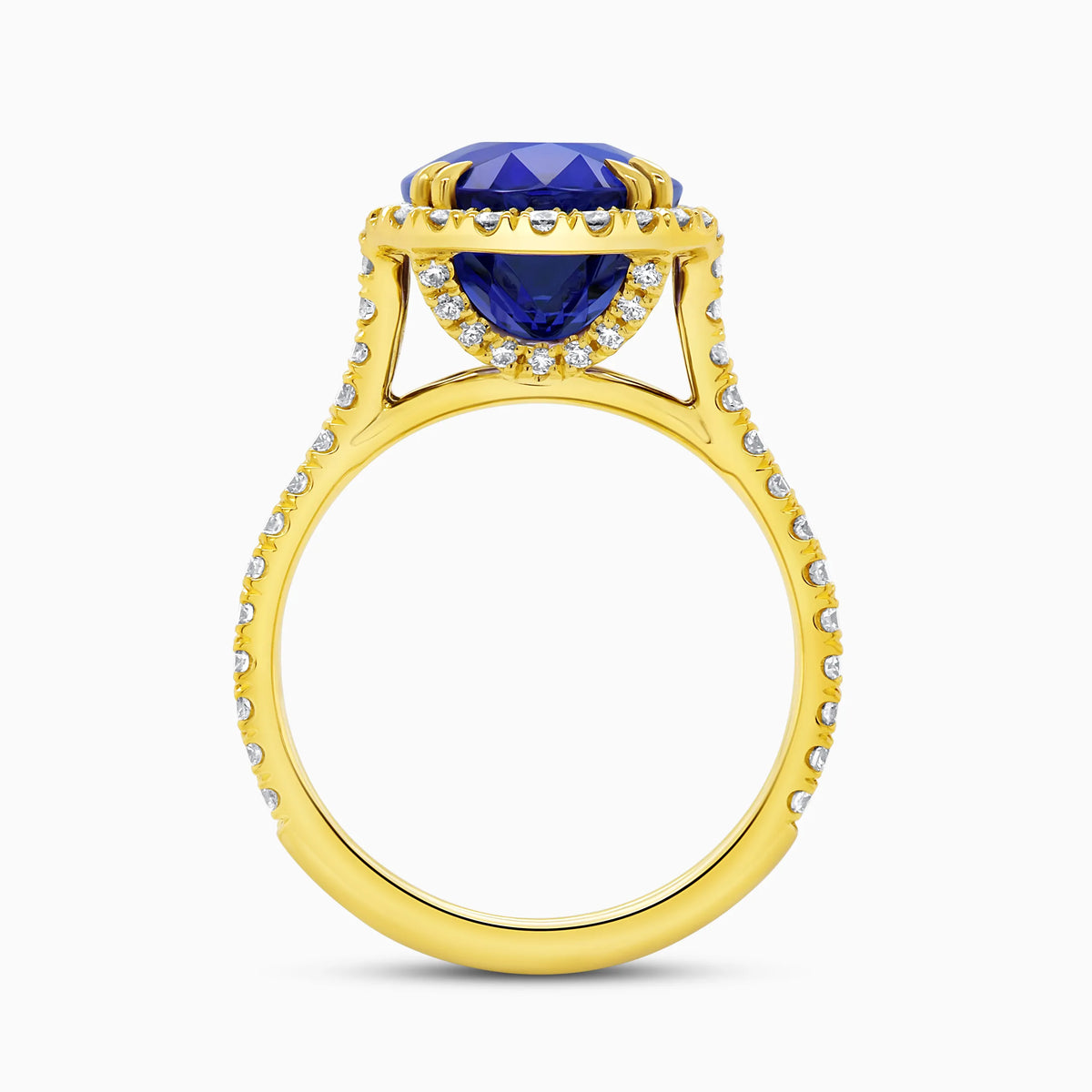Uneek Precious Collection Halo Oval Shaped Tanzanite Engagement Ring