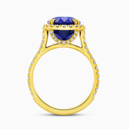 Uneek Precious Collection Halo Oval Shaped Tanzanite Engagement Ring