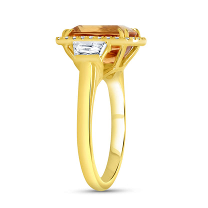 Uneek Precious Collection Three-Stone Cushion Cut Topaz Engagement Ring