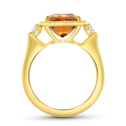 Uneek Precious Collection Three-Stone Cushion Cut Topaz Engagement Ring