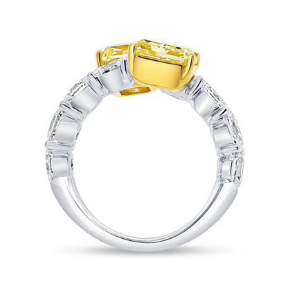 Uneek Natureal Collection Bypass Radiant Fancy Yellow Diamond Fashion Ring
