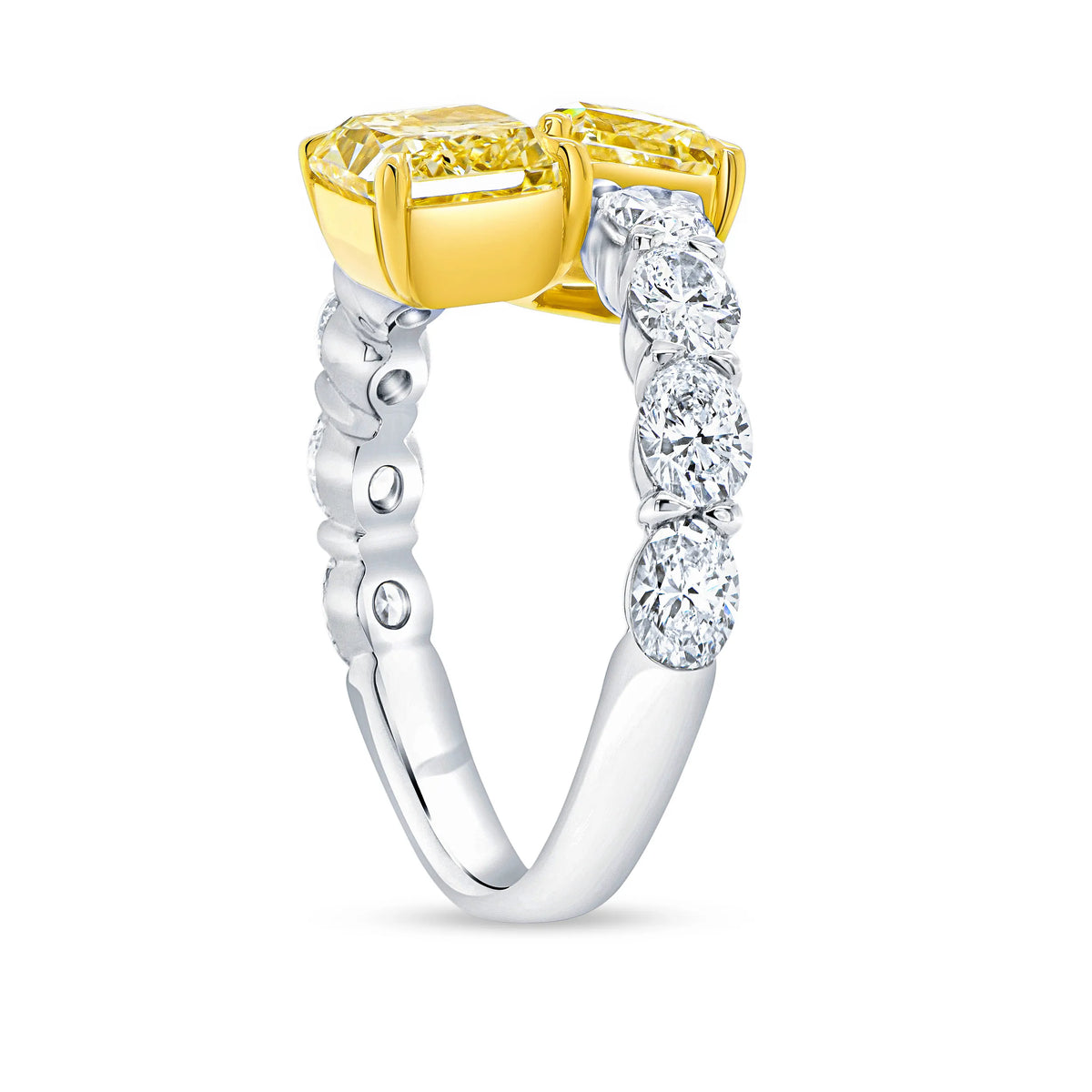 Uneek Natureal Collection Bypass Radiant Fancy Yellow Diamond Fashion Ring