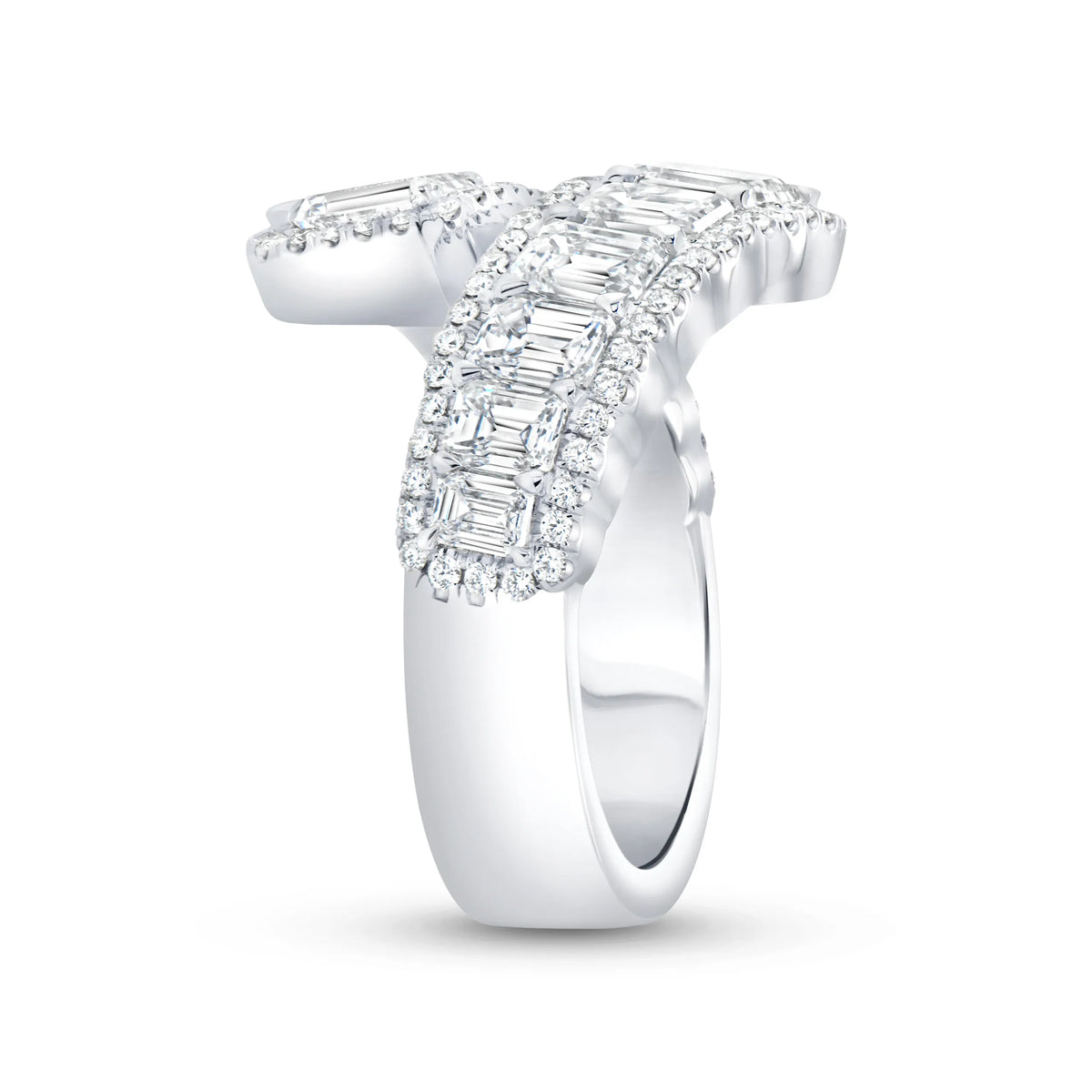 Uneek Signature Collection Bypass Emerald Cut Diamond Anniversary Ring