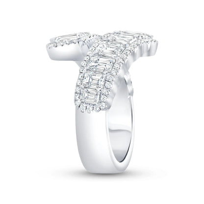 Uneek Signature Collection Bypass Emerald Cut Diamond Anniversary Ring