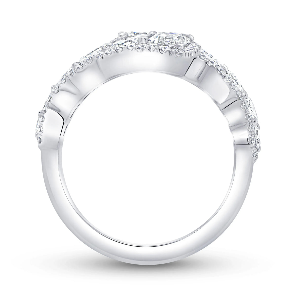 Uneek Signature Collection Bypass Emerald Cut Diamond Anniversary Ring