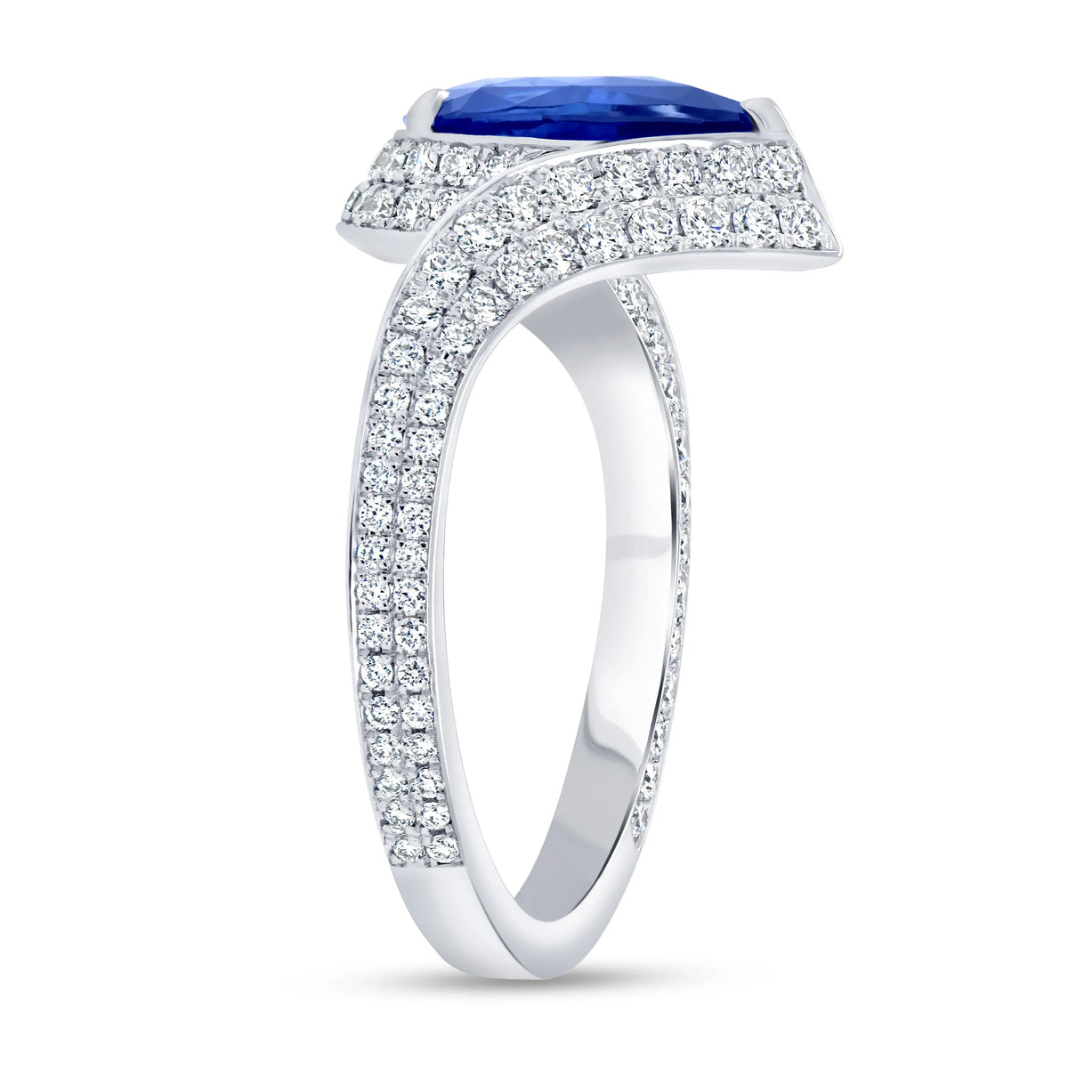 Uneek Precious Collection Bypass Pear Shaped Blue Sapphire Engagement Ring