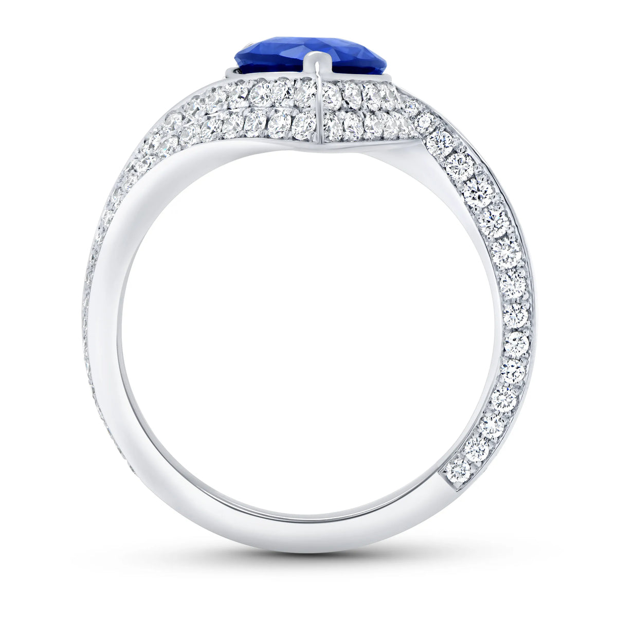 Uneek Precious Collection Bypass Pear Shaped Blue Sapphire Engagement Ring