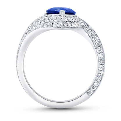 Uneek Precious Collection Bypass Pear Shaped Blue Sapphire Engagement Ring
