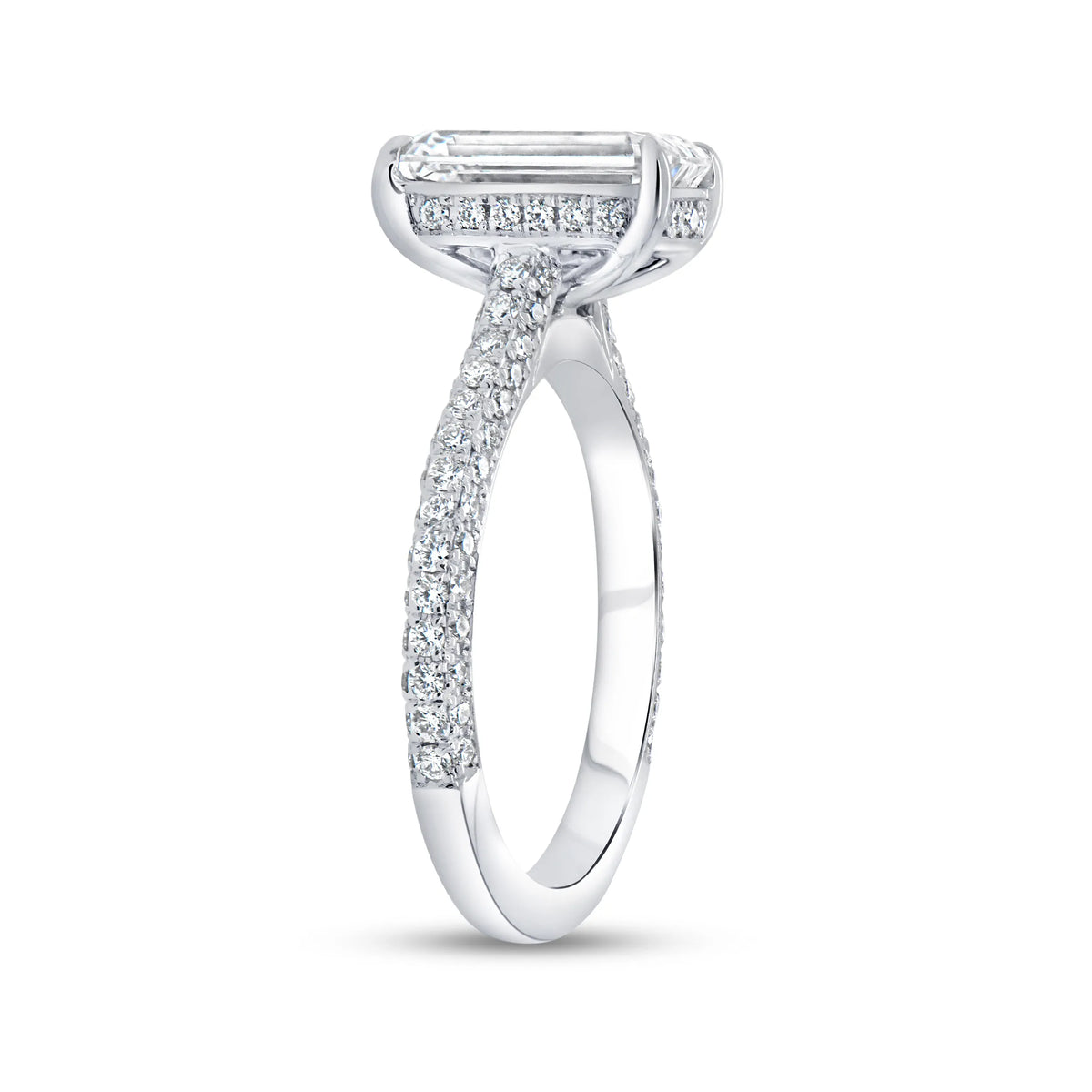 Uneek Timeless Collection Under-Halo Emerald Cut Diamond Engagement Ring