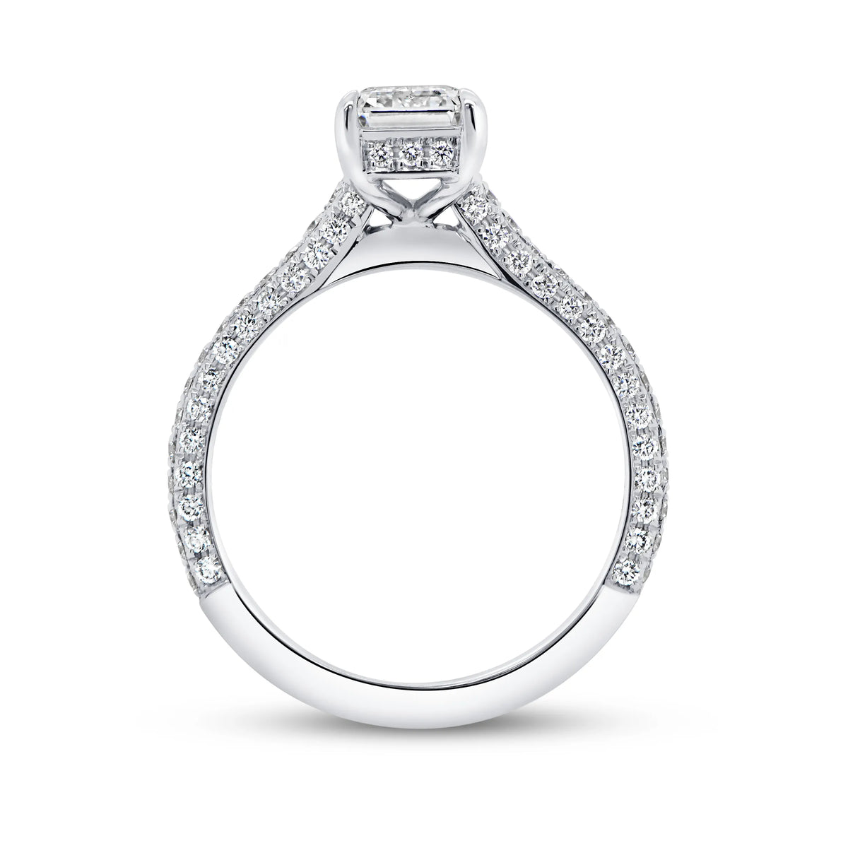 Uneek Timeless Collection Under-Halo Emerald Cut Diamond Engagement Ring