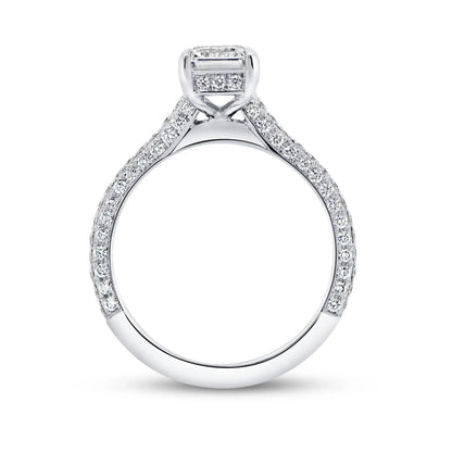 Uneek Timeless Collection Under-Halo Emerald Cut Diamond Engagement Ring