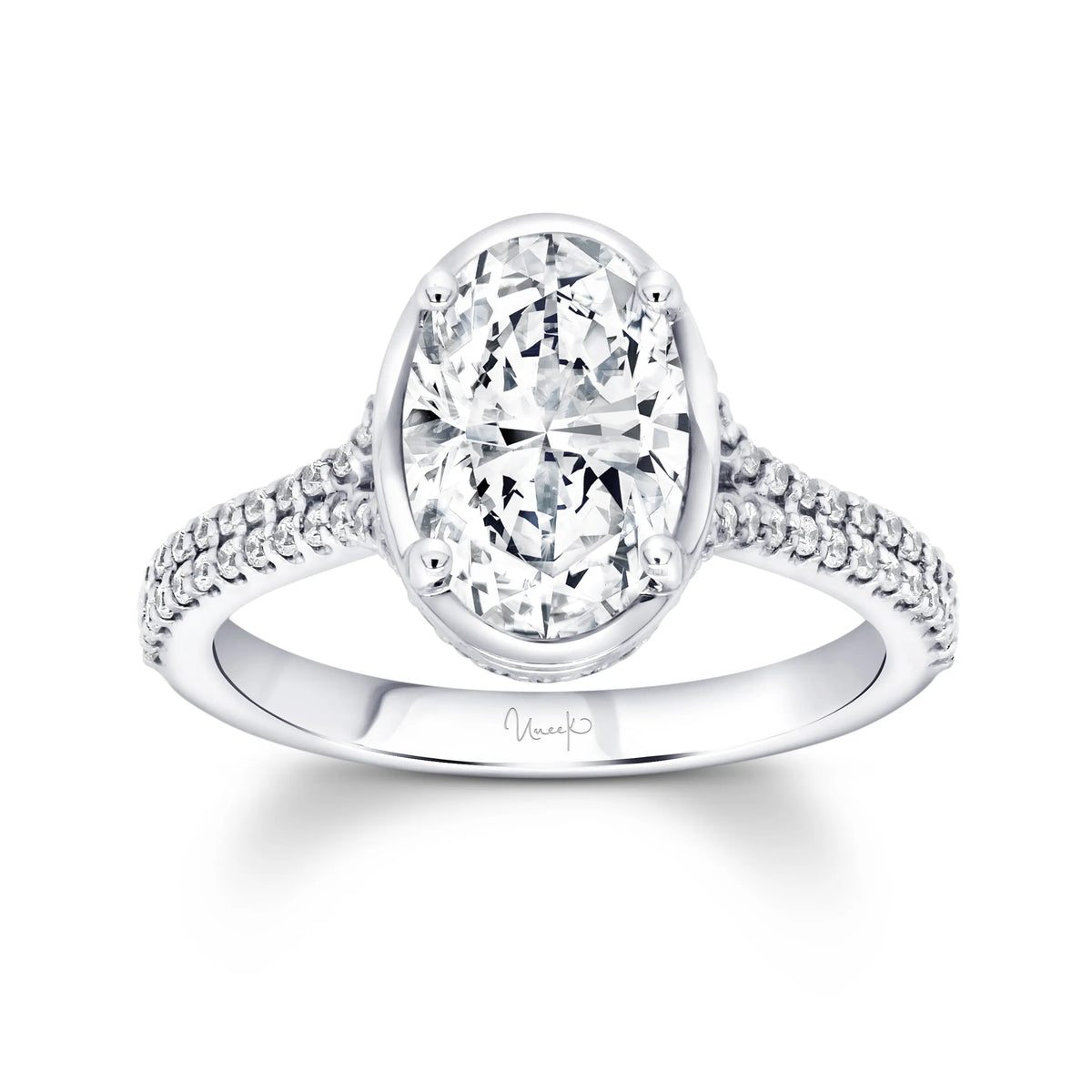 Uneek Alexandria Collection Halo Oval Shaped Engagement Ring