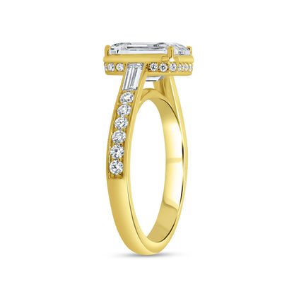 Uneek Alexandria Collection Bezel Emerald Cut Engagement Ring
