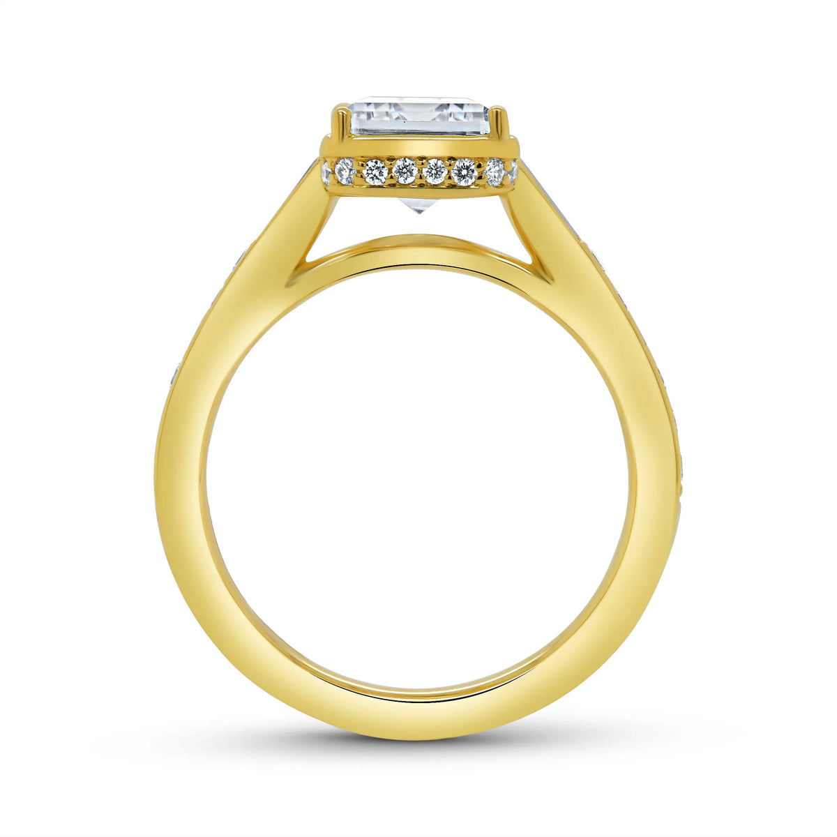 Uneek Alexandria Collection Bezel Emerald Cut Engagement Ring