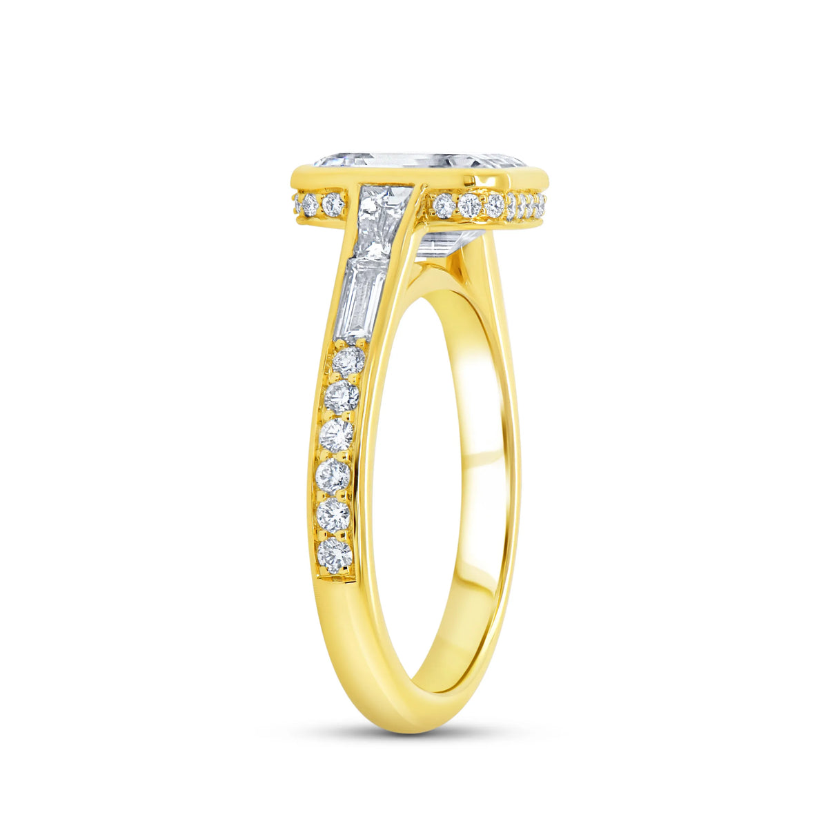 Uneek Alexandria Collection Bezel Emerald Cut Engagement Ring