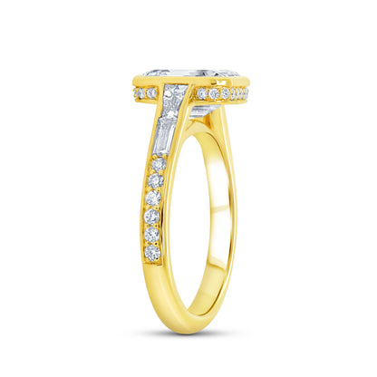 Uneek Alexandria Collection Bezel Emerald Cut Engagement Ring