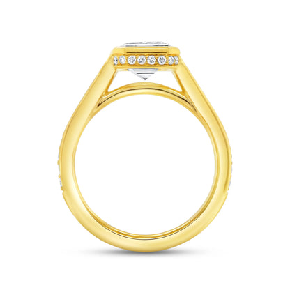 Uneek Alexandria Collection Bezel Emerald Cut Engagement Ring
