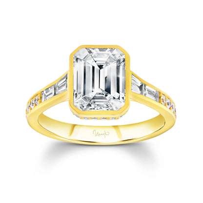 Uneek Alexandria Collection Bezel Emerald Cut Engagement Ring