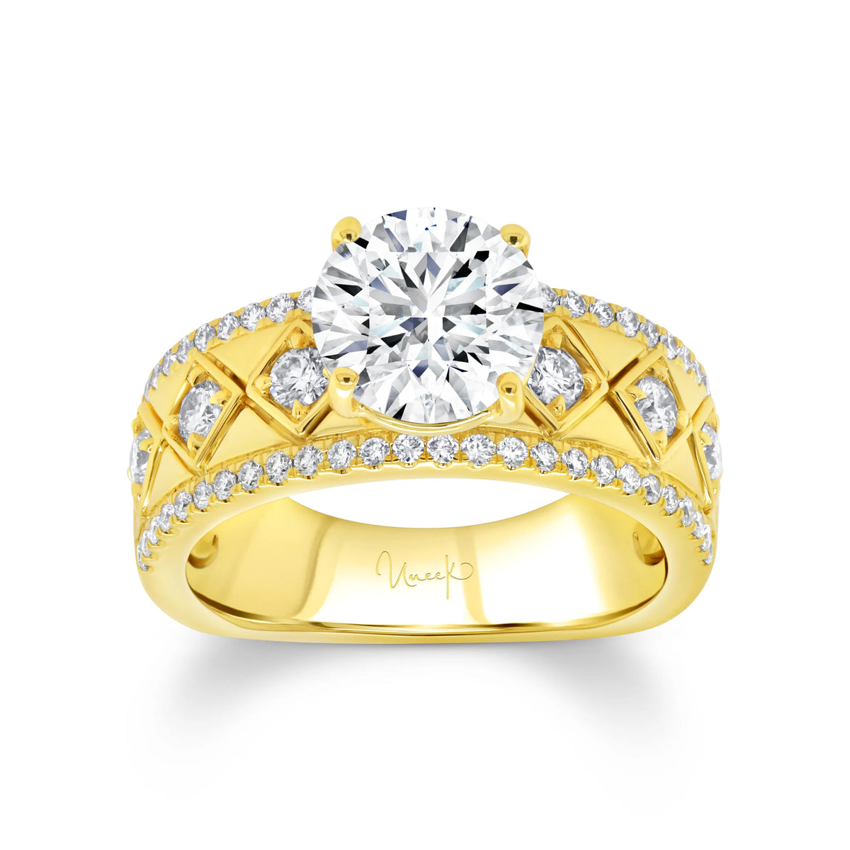 Uneek Alexandria Collection Round Engagement Ring