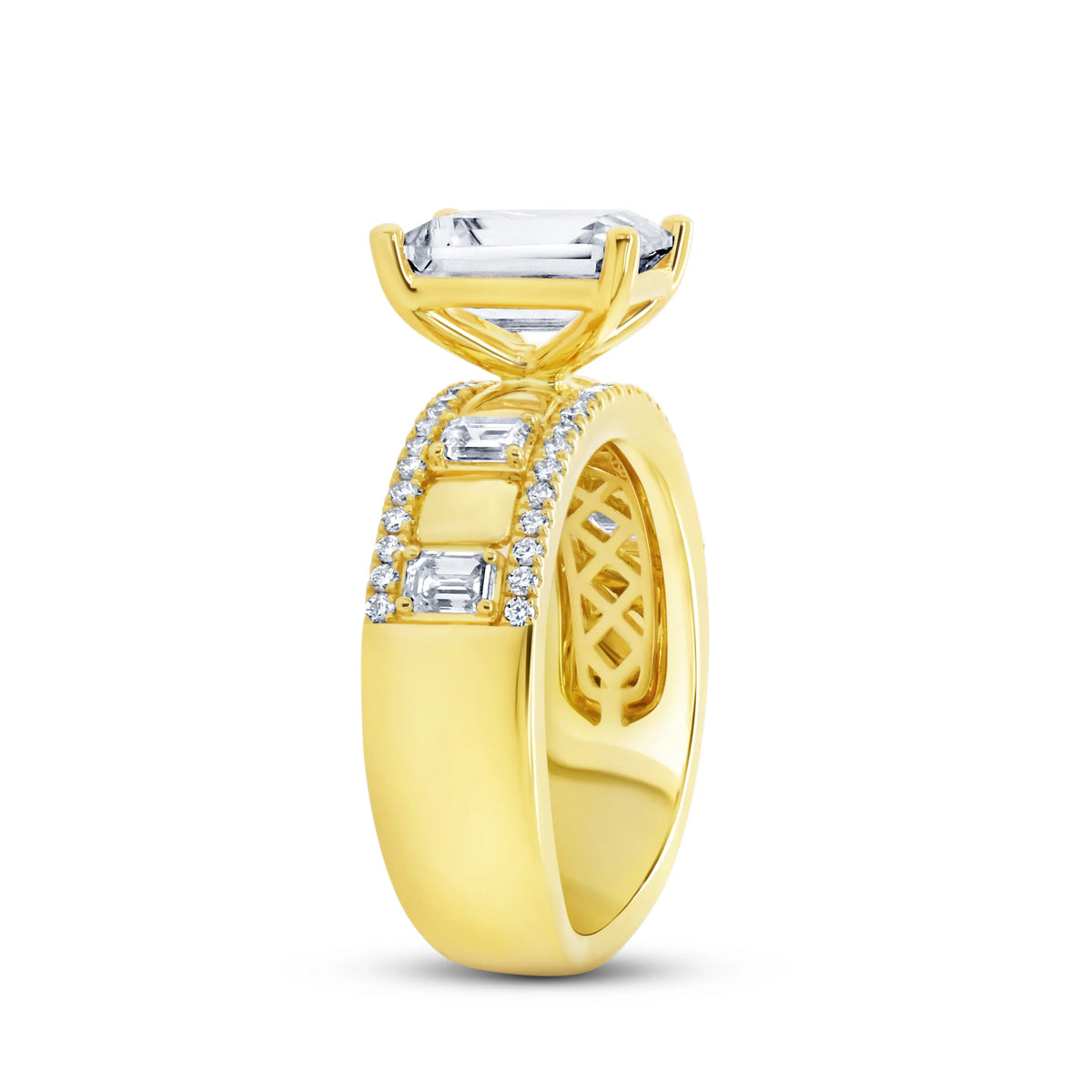 Uneek Alexandria Collection Emerald Cut Engagement Ring