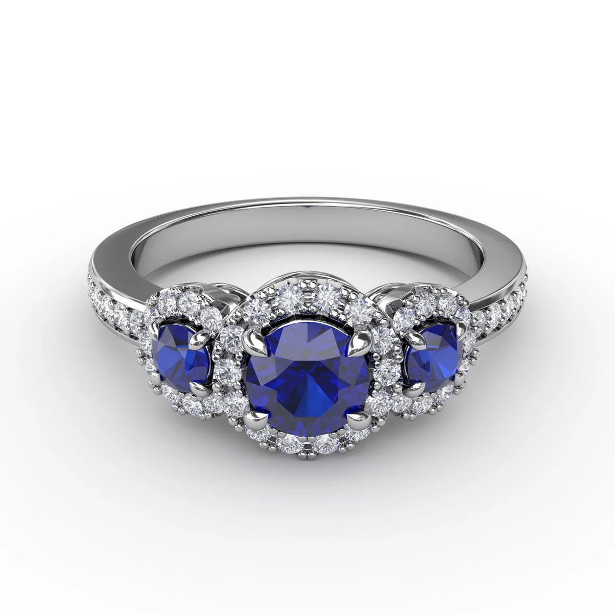 Dazzling Three Stone Sapphire And  Ring
