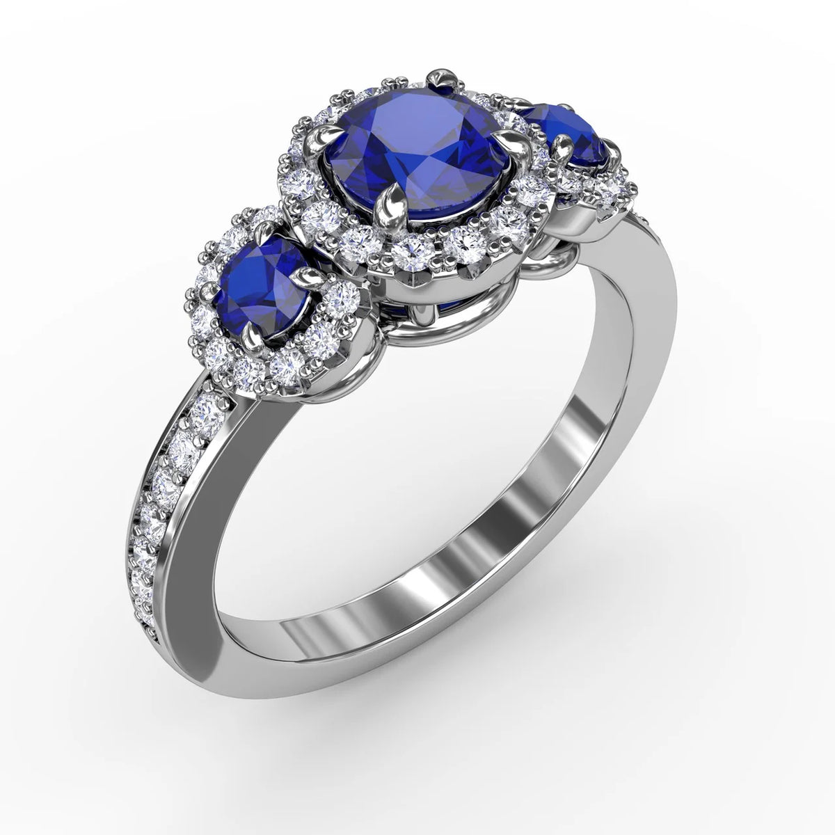 Dazzling Three Stone Sapphire And  Ring