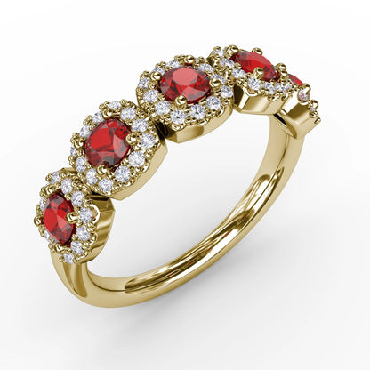Blossoming Love Ruby and  Ring