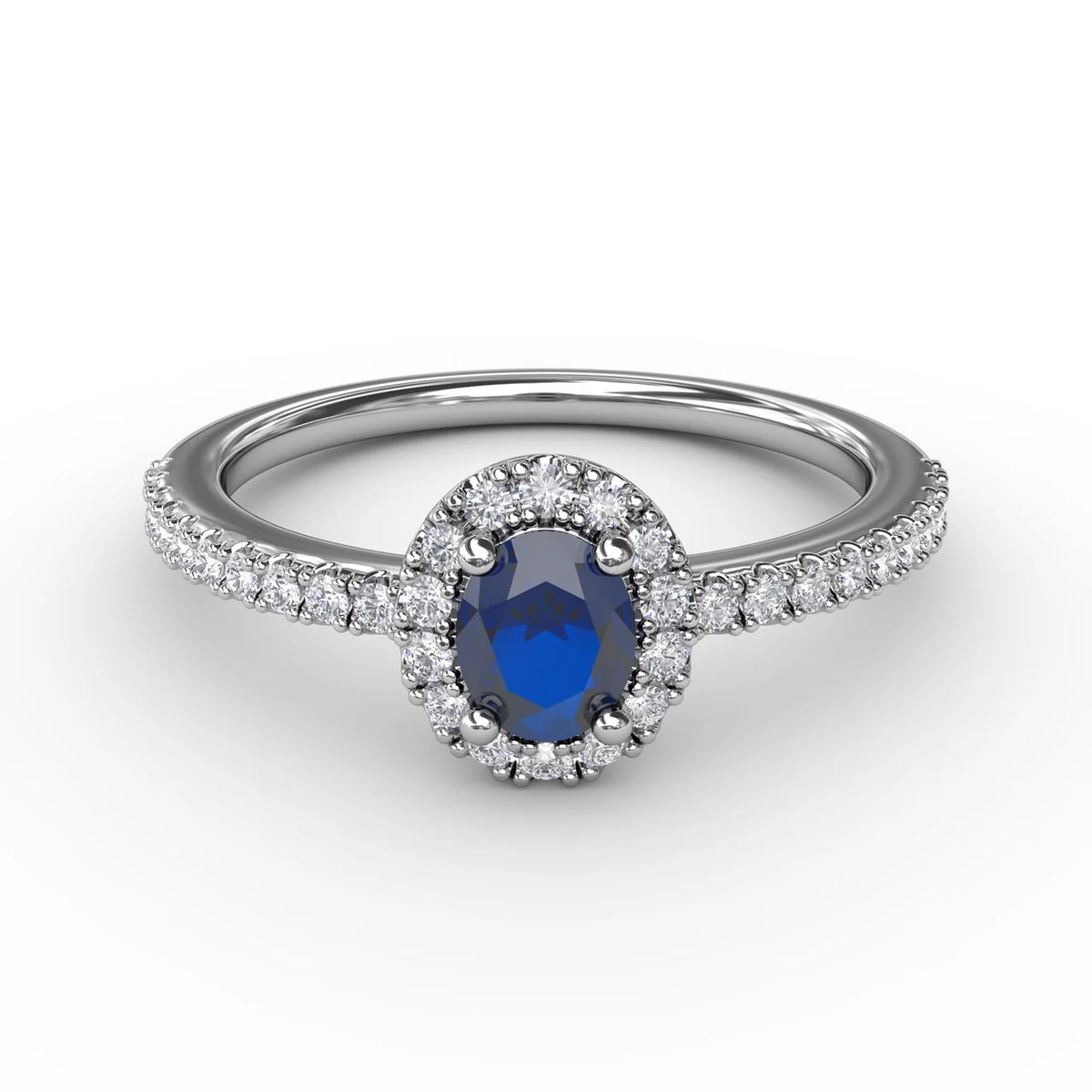 Classic Halo Sapphire and  Ring