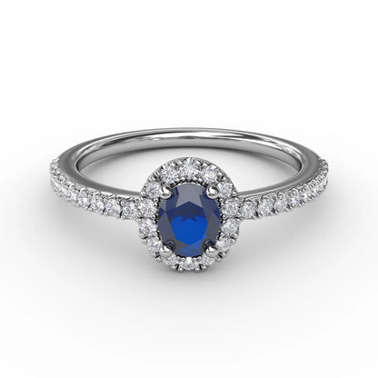 Classic Halo Sapphire and  Ring