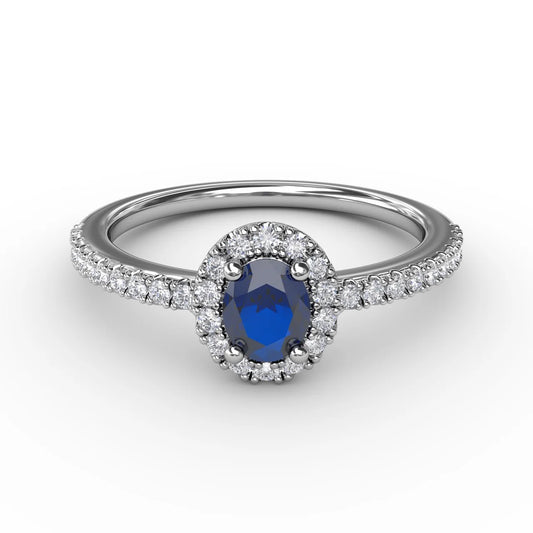Classic Halo Sapphire and  Ring