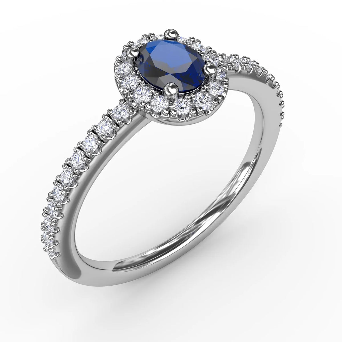 Classic Halo Sapphire and  Ring