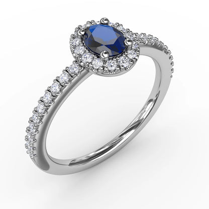 Classic Halo Sapphire and  Ring