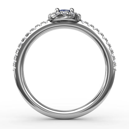 Classic Halo Sapphire and  Ring