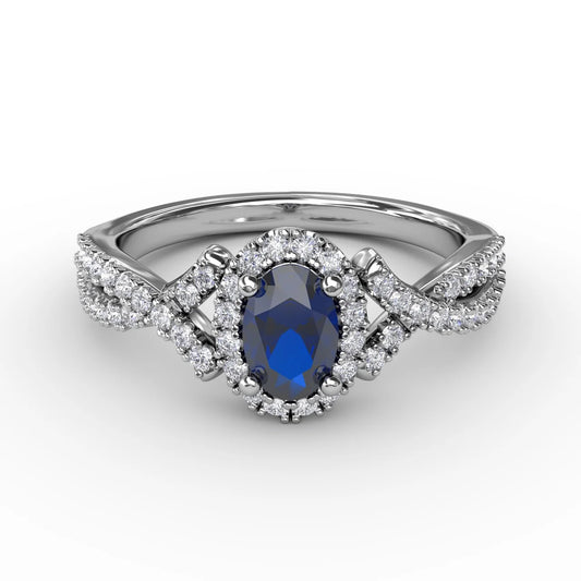 Swirls of Love Sapphire and  Twist Ring