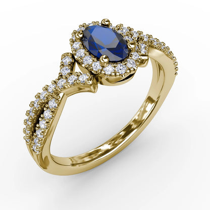 Swirls of Love Sapphire and  Twist Ring