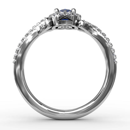 Swirls of Love Sapphire and  Twist Ring